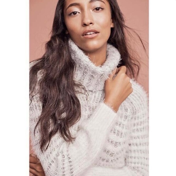 Anthropologie SLEEPING ON SNOW Shelby Eyelash Sweater Dress Turtleneck ~ XL - Picture 2 of 9
